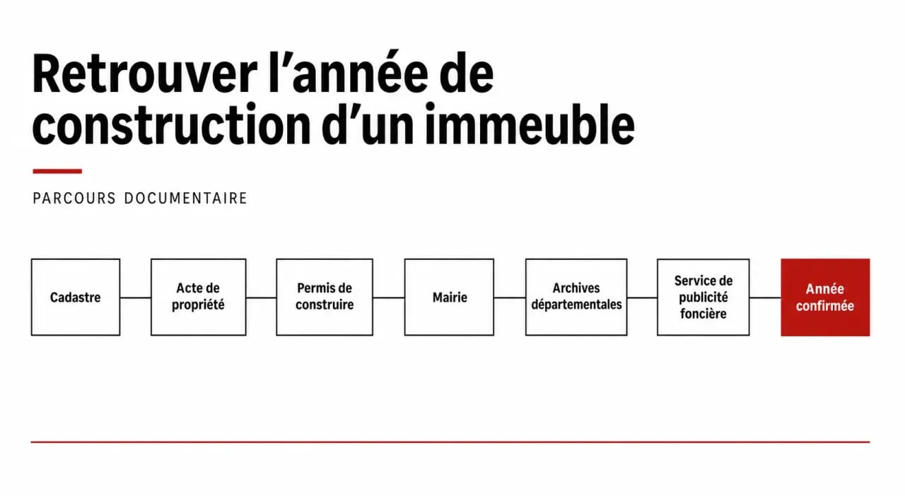 Parcours pour connaitre l'année de construction d'un immeuble entre cadastre, mairie, archives et publicité foncière