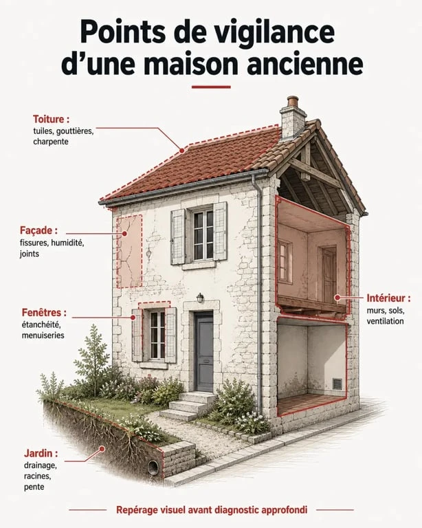 Acheter une maison ancienne : points de vigilance sur la toiture, la façade, l’intérieur et le terrain