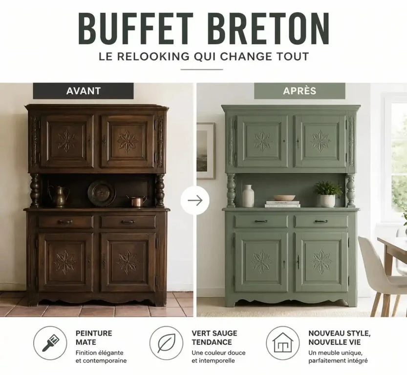 Relooking meuble breton : avant et après la transformation d'un buffet traditionnel