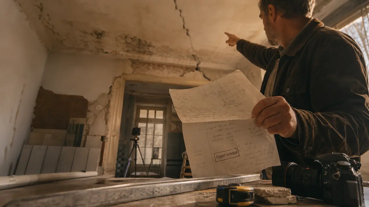 Expert en batiment independant inspecte humidité et fissures avec rapport technique