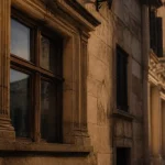 Fenêtre à meneaux Renaissance sur façade en pierre, croisée en bois