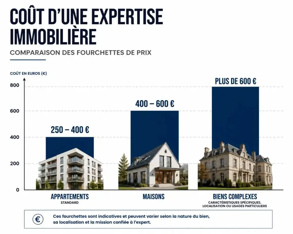 Graphique des tarifs d'une expertise immobilière selon la complexité du bien