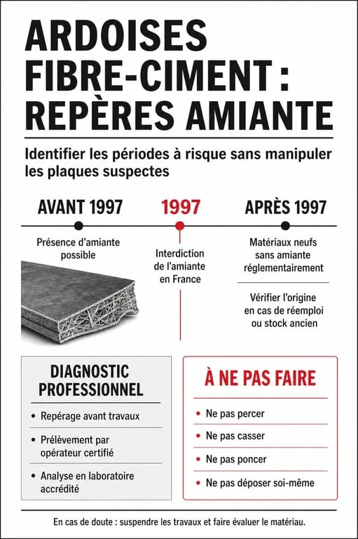 Ardoise fibre ciment : chronologie du risque amiante avant et après 1997
