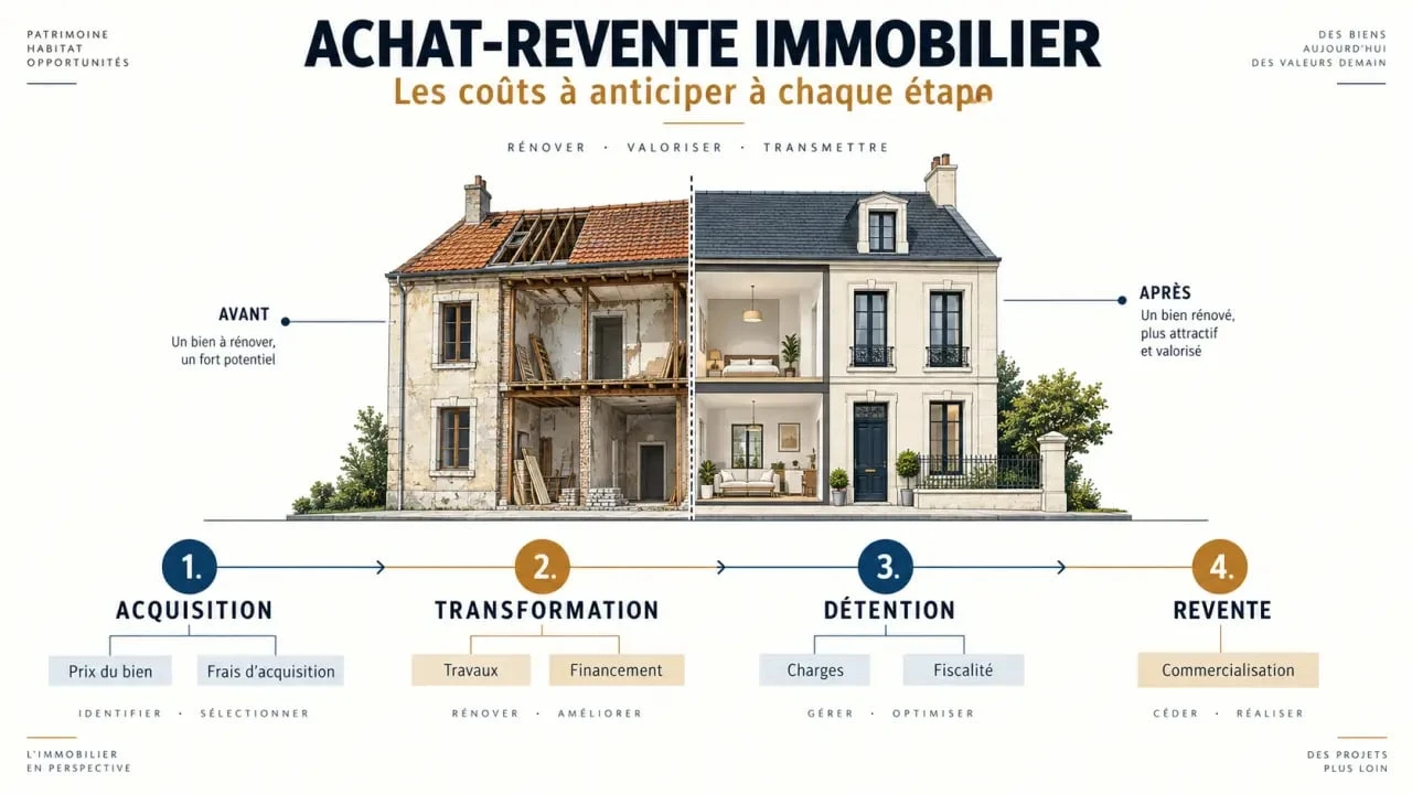 Infographie sur les coûts d’une opération d’achat-revente immobilier