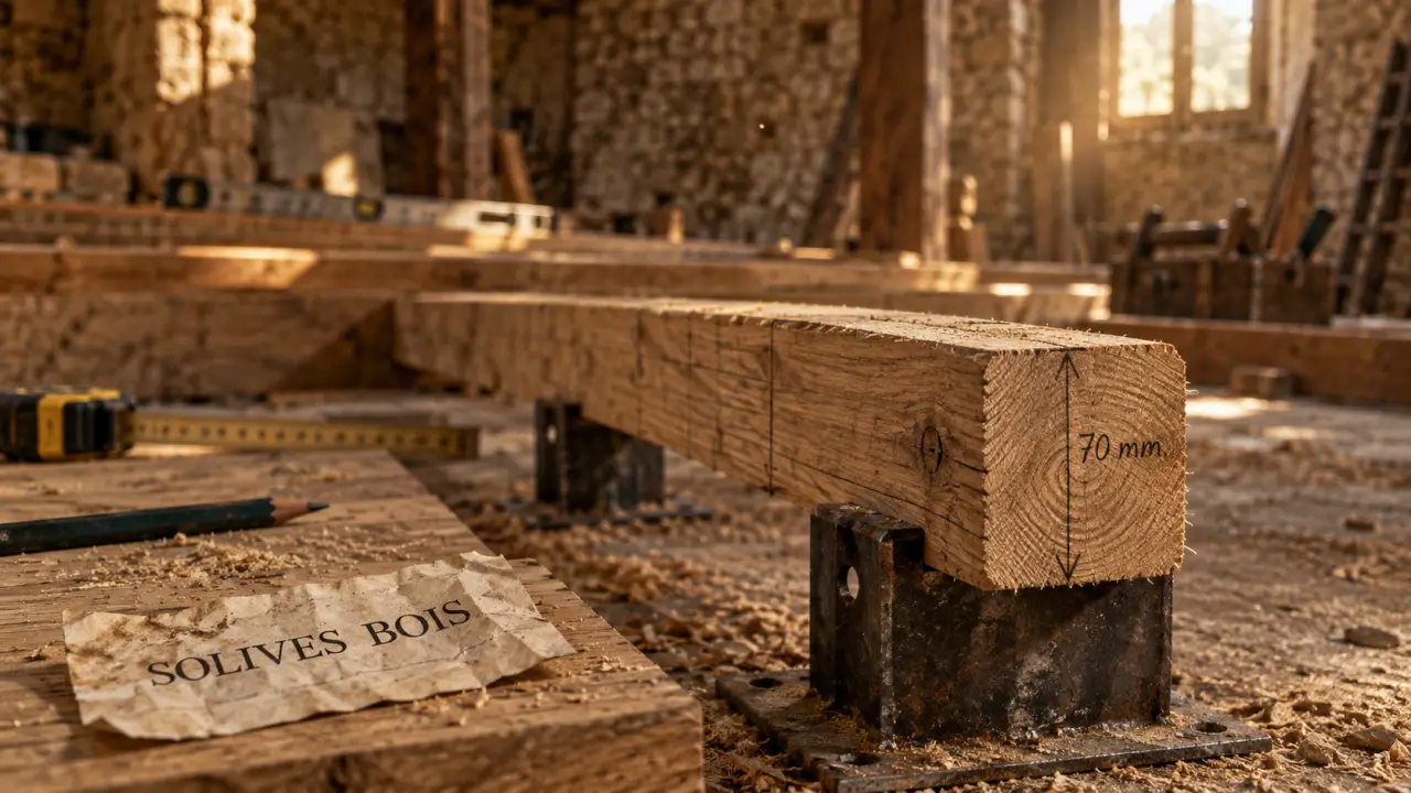 Solives en bois sur appuis métalliques : section 70 mm et essence