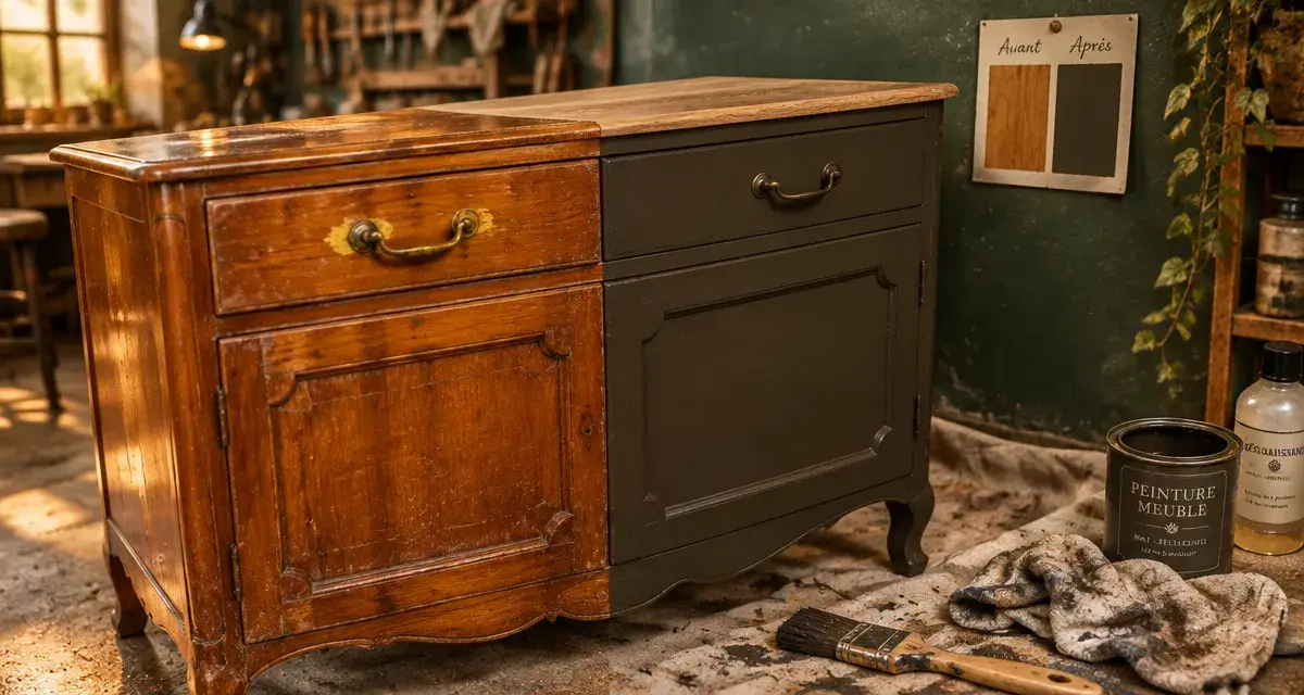 Relooking meuble avant après : préparation, ponçage et finition